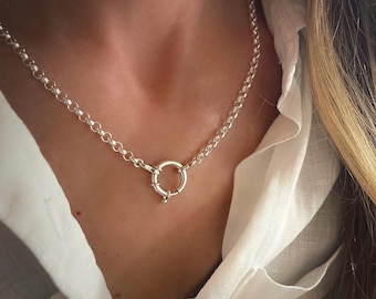 925S Rolo Mariner Clasp Necklace | solid sterling silver