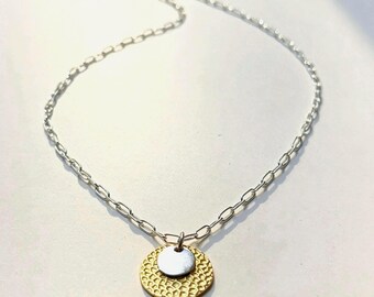 Mixed Metals Medallion Necklace | 925 Sterling + Gold vermeil