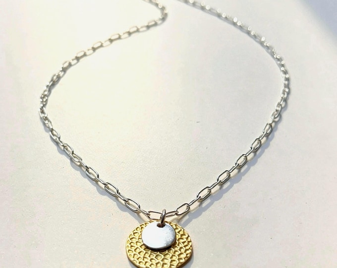 Mixed Metals Medallion Necklace | 925 Sterling + Gold vermeil