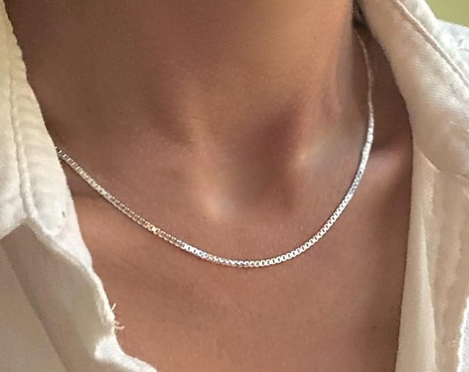 925 Silver Box Chain Necklace |  1.2mm wide | solid sterling silver