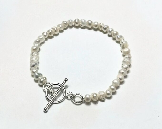 S925 Toggle Pearl Bracelet | 7” length | gift for her