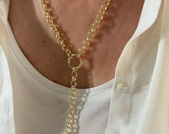 Gold Rolo Y Chain Necklace | 14k Premium Plate