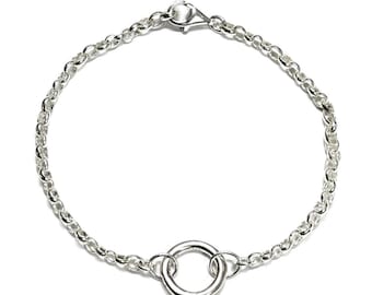 Sterling Silver Rolo Bracelet | Charm Clasp | 2.5mm width chain