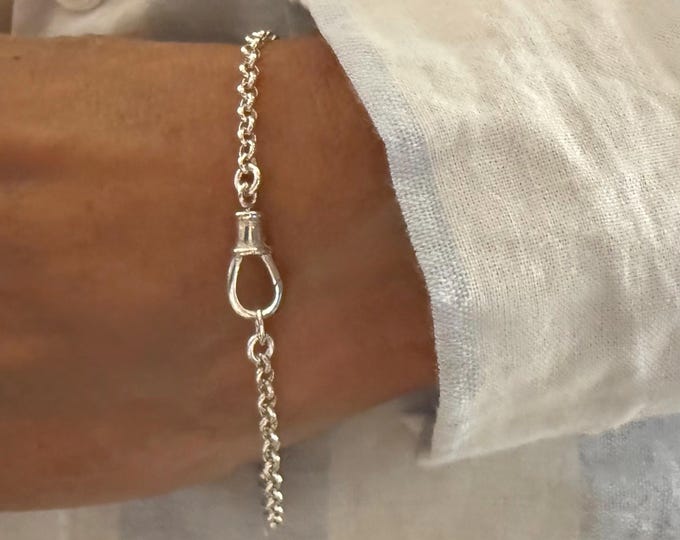 Sterling Silver Rolo Chain Bracelet | swivel clasp