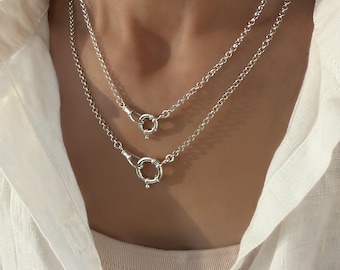 Sterling Silver Rolo Chain Necklace | Swivel + Mariner Clasps