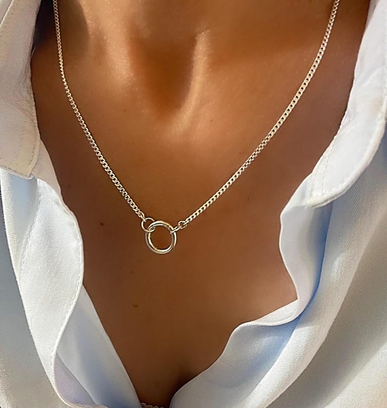 Collar con colgante de plata de ley / Cadena tipo curb de 2,2 mm imagen 3