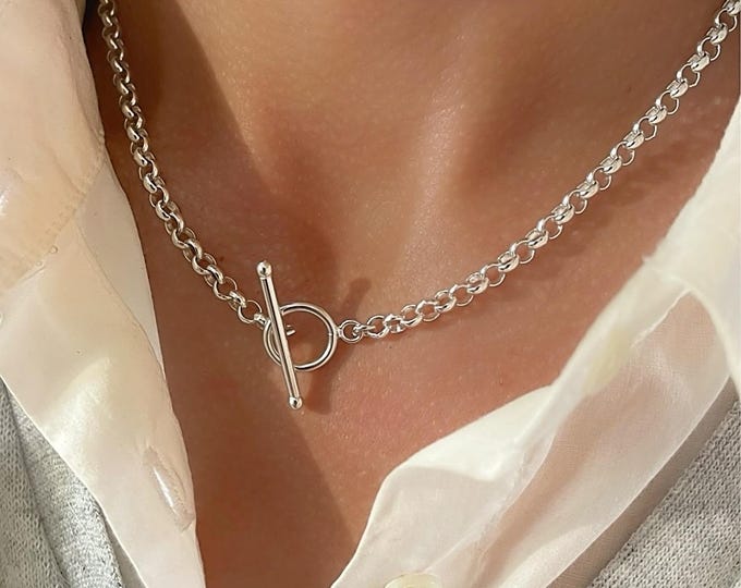 Sterling Silver Rolo Toggle Necklace | 4mm width chain