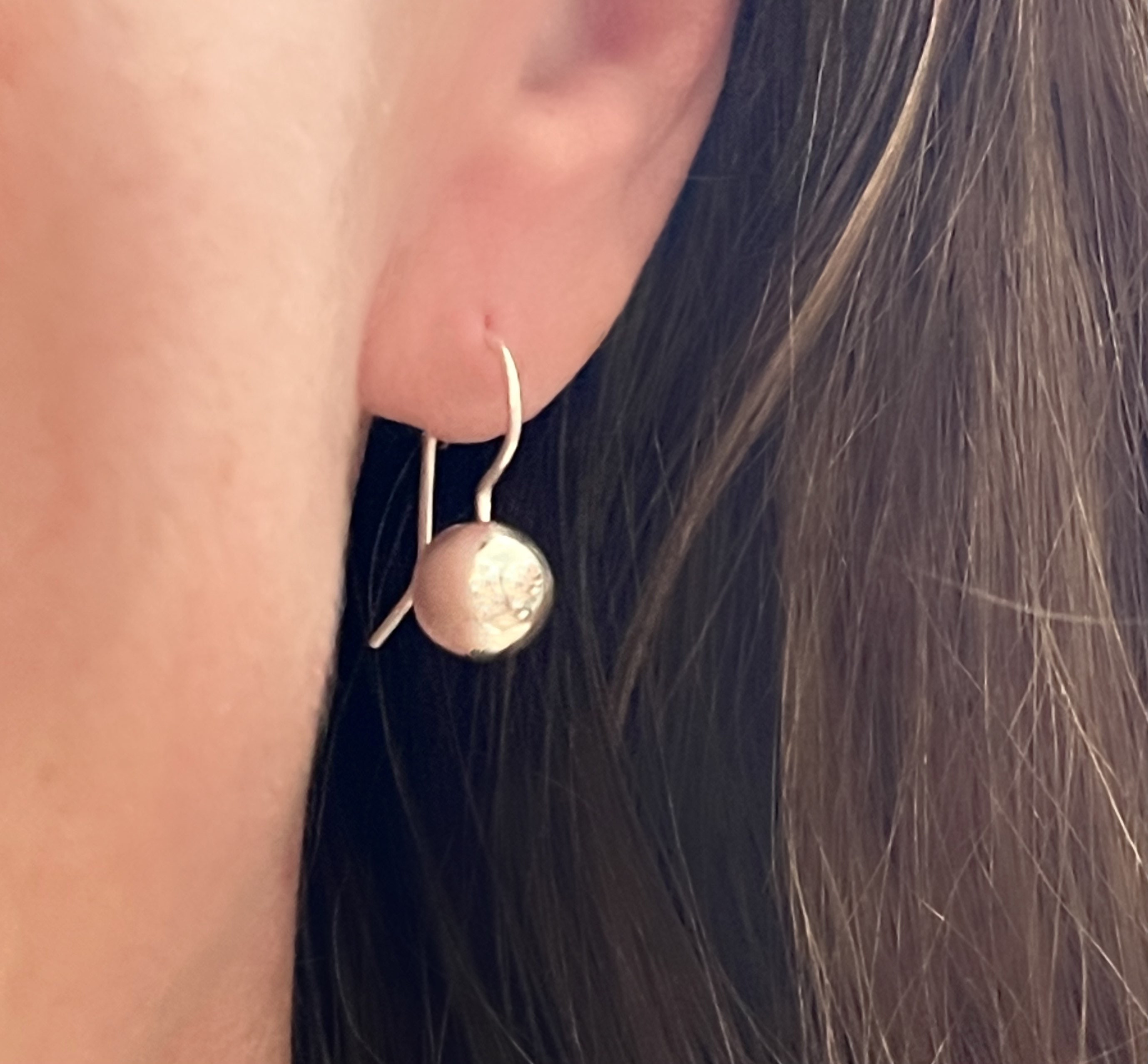 Curved Silver Earrings with Gold and Silver Balls — Sarah Liron Jewelry