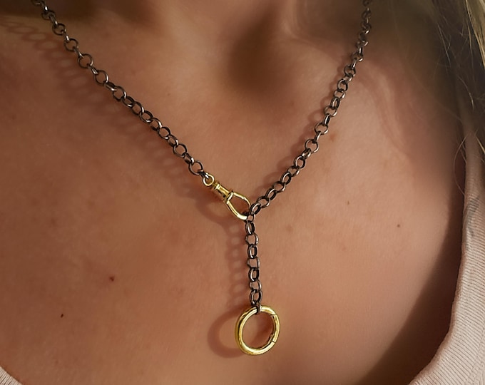 Mixed Metals Chain Necklace | Double Clasp | Silver + Gold Heavy-Plate