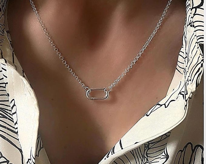 Sterling Silver Rolo Carabiner Necklace | Add a charm