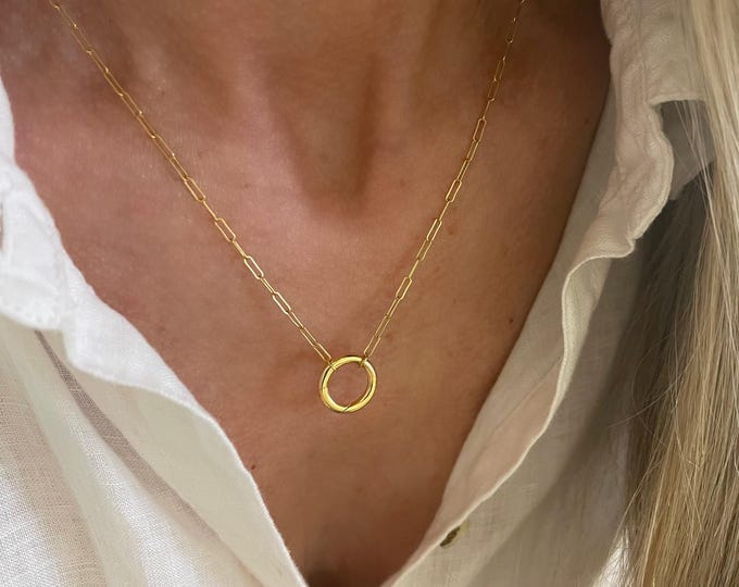 Gold Paperclip Charm Clasp Necklace | 14k gold filled + vermeil | gift for her