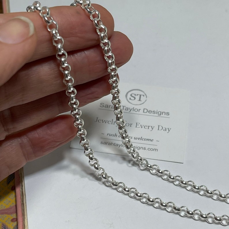 Silver Rolo Belcher Chain Bracelet 4mm wide solid 925 silver jewelry image 5