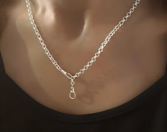 Double Swivel Clasp Chain | 4mm rolo | 925 Silver Heavy-Plate