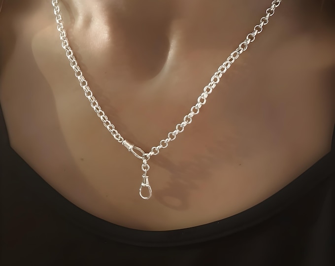 Double Swivel Clasp Rolo Chain | 4mm wide | 925 Silver Heavy-Plate