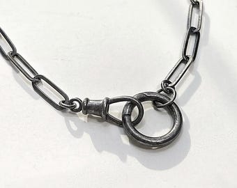 Antiqued Double Clasp Paperclip Chain | 925 silver heavy-plate