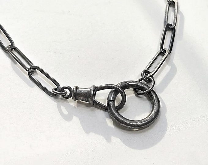 Antiqued Double Clasp Paperclip Chain | 925 silver heavy-plate