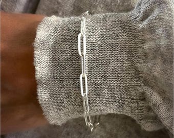 Sterling Silver Paperclip Bracelet | 3 chain width options