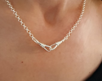 Sterling Silver Large Swivel Clasps Chain | rolo chain 4mm