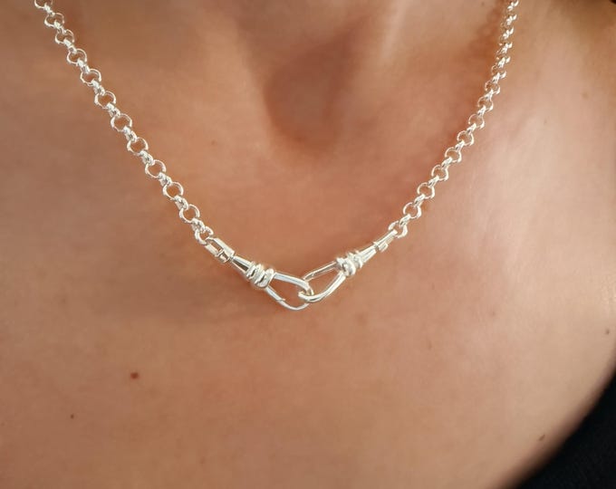 Sterling Silver Large Swivel Clasps Chain | rolo chain 4mm