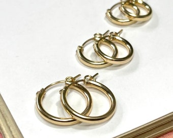 Gold Hoops | 14k gold filled tube hoop earrings | gift for he