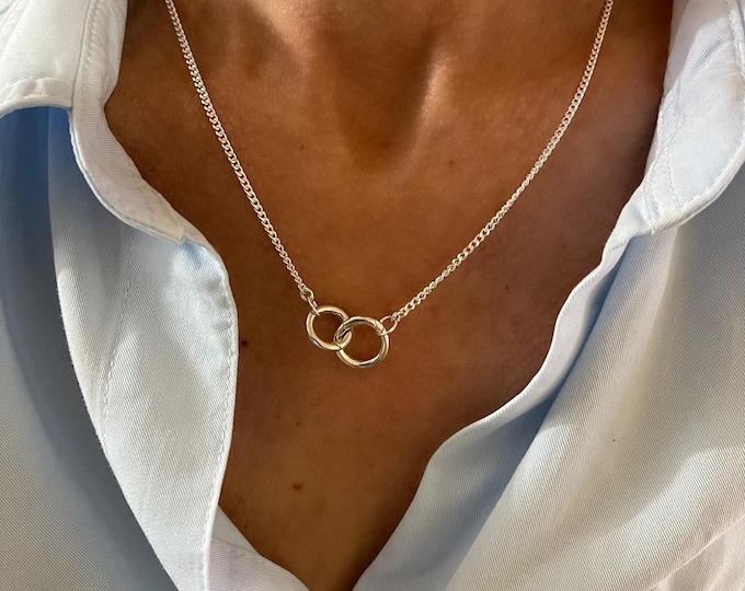 925 Silver Double Charm Clasps Necklace | 2mm curb chain | 925 sterling silver