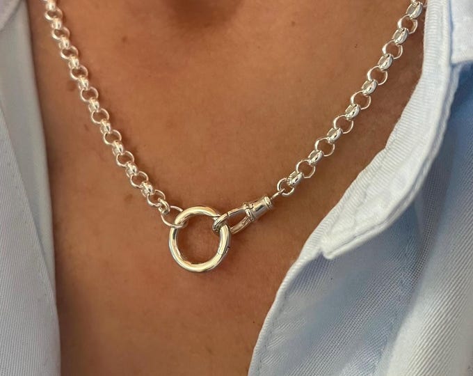 Sterling Silver Rolo Chain | Charm Clasp + Swivel Clasp combo | 4mm wide