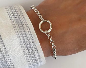 925S Charm Clasp Rolo Bracelet | 925 sterling silver | 4mm width