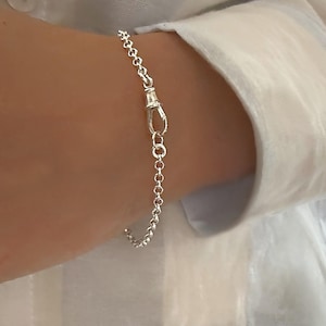 Sterling Silver Rolo Chain Bracelet or Anklet | swivel clasp image 3