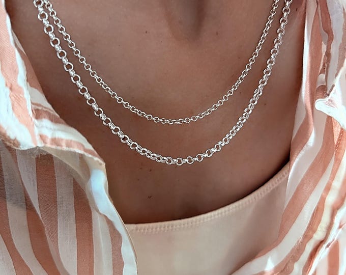 Sterling Silver Rolo Chain Necklace | for her and him | 2 width options