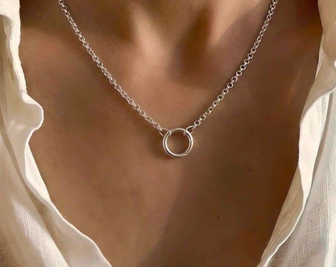 Rolo Charm Clasp Necklace | 925 silver premium-plate