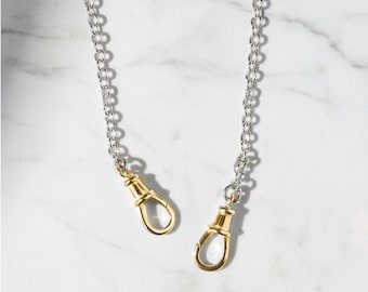 Mixed Metals Rolo Chain | Double Swivel Clasps | Silver + Gold Heavy-Plate