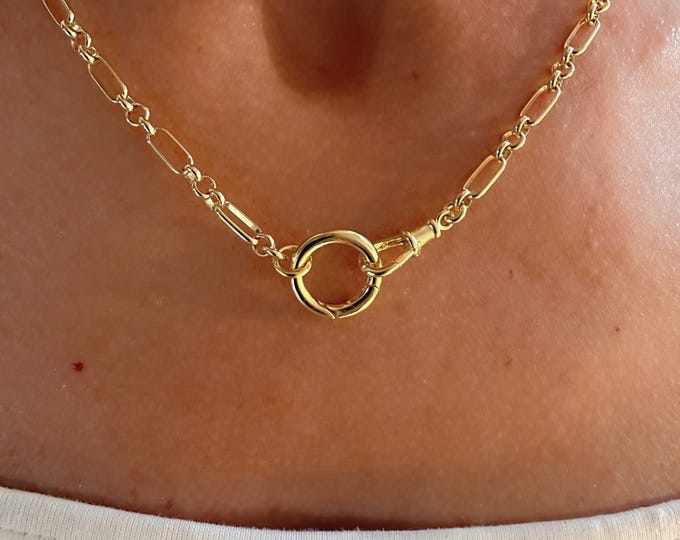 Gold Double Clasp Trombone Chain | optional extension | 14k Premium Plated jewelry