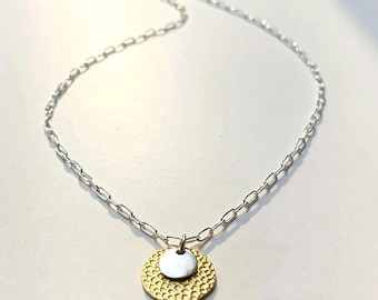 Mixed Metals Medallion Necklace | 925 Sterling + Gold vermeil