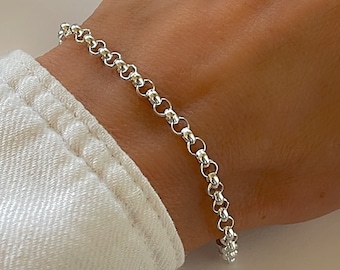 Silver Rolo Chain Bracelet | Belcher chain | 925 sterling silver | 4mm width