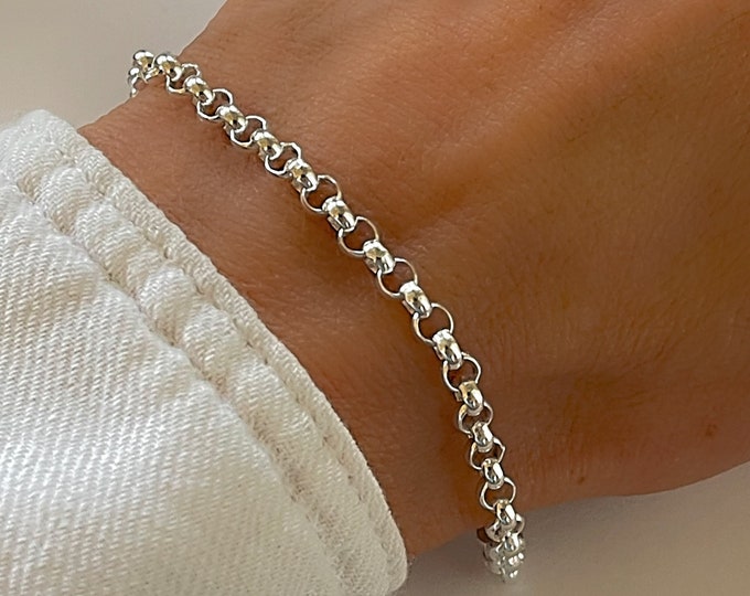 Silver Rolo Chain Bracelet | Belcher chain | 925 sterling silver | 4mm width