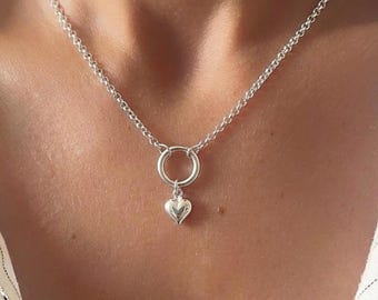 Silver Heart Necklace | 3mm rolo chain | 2 metal options