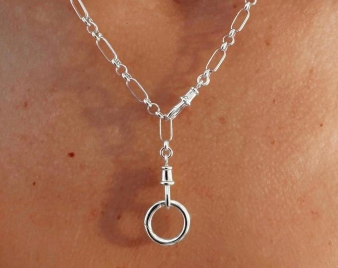 Convertible Trombone Chain Necklace | interchangeable charm clasps | lightweight, 925 Premium Plate