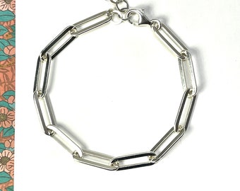 XL Sterling Silver Paperclip Bracelet | Large Chunky Chain