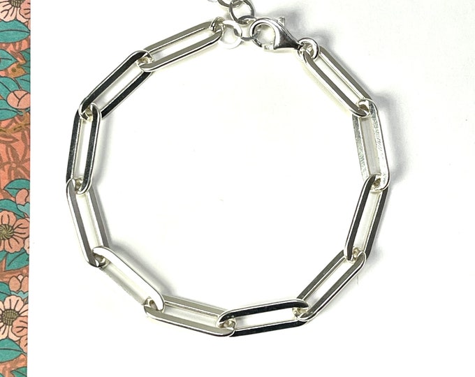 925 Silver Chunky Paperclip Bracelet | gift for her or him | 17.5 x 6mm links