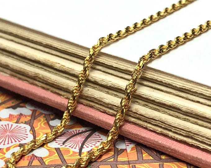 Gold Rope Chain Necklace | 14K over 925 sterling silver
