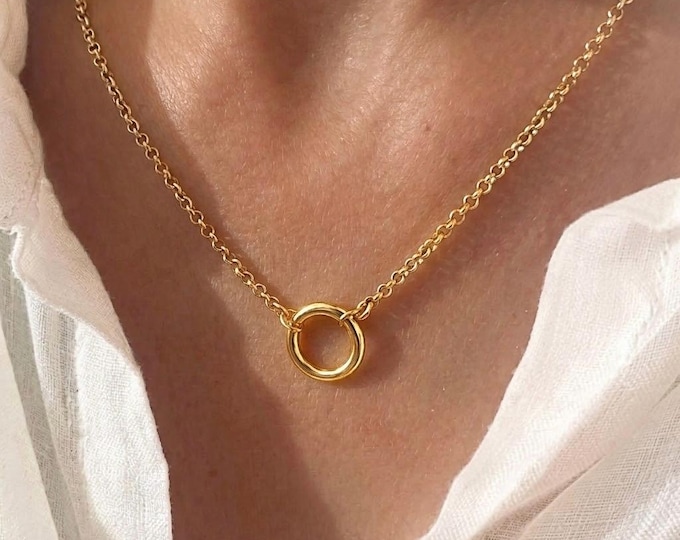 Gold Rolo Charm Clasp Necklace | 14K Premium Plate