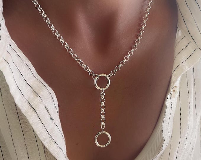 Sterling Silver Convertible Double Clasp Necklace | Rolo chain 2.8mm