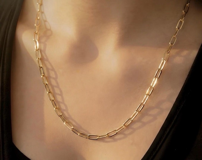 Gold Paperclip Necklace | 14k Premium Plate | layering chain