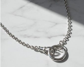 Rolo Chain Necklace with Double Charm Clasps | Premium Silver Plate