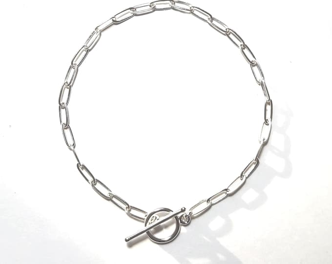 Sterling Silver Toggle Paperclip Bracelet