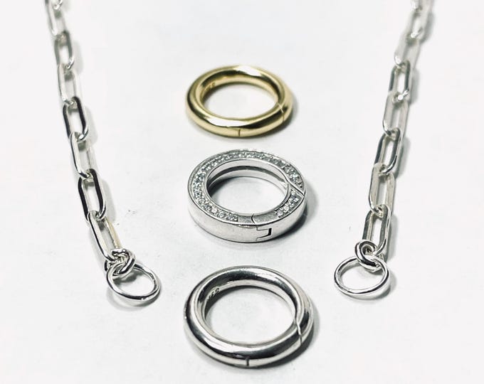 Charm Clasp Paperclip Necklace | 3 clasp options | 925 sterling silver