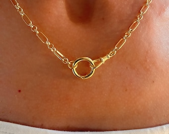 Gold Swivel Clasp Trombone Chain | optional extension | 14k Premium Plate