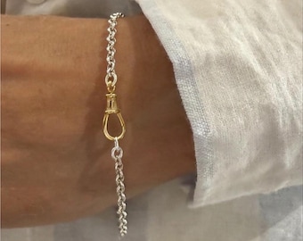 Mix Metals Rolo Chain Bracelet | swivel clasp