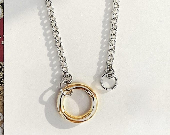 Mixed Metals Charm Clasp Necklace | 2 metal options | 3mm rolo