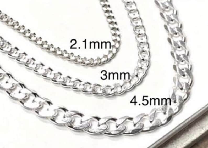 Silver Curb Chain Necklace Men, Women, Teens solid 925 sterling 14 24 lengths image 1